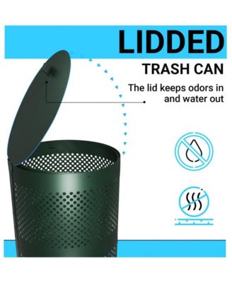 Kirk 11.5 Gallon Stainless Steel Outdoor Trash Can With Lid, Freestanding Or Mountable Design, 20 Trash Bags Included