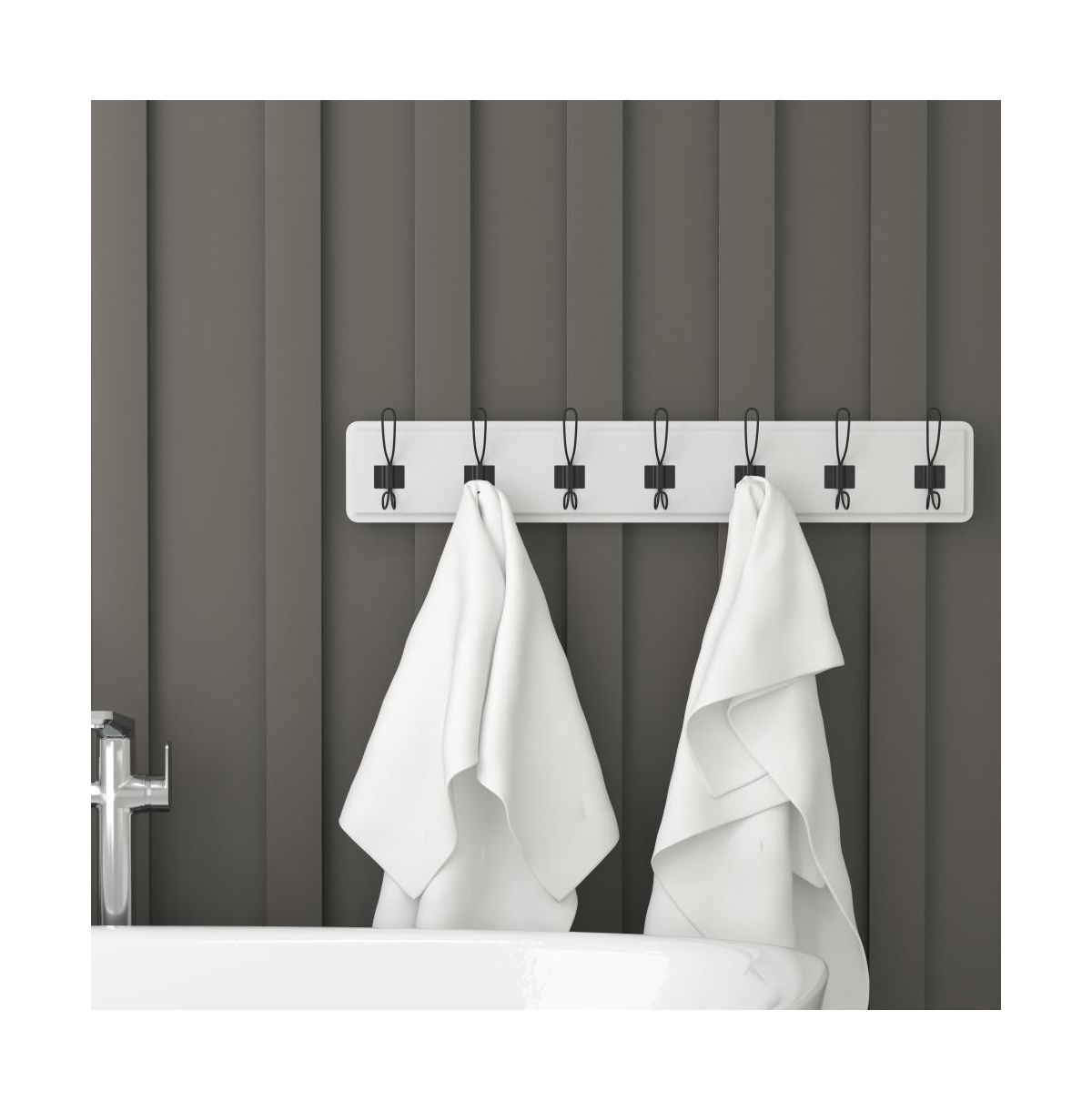 Enid Wall Mount Pine Wood Storage Rack With Hanging Hooks, Entryway, Kitchen, Bathroom