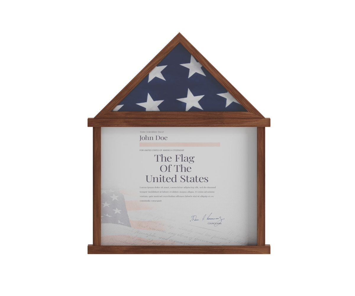 Merrick Lane Hughes Flag Display Case With Certificate Holder