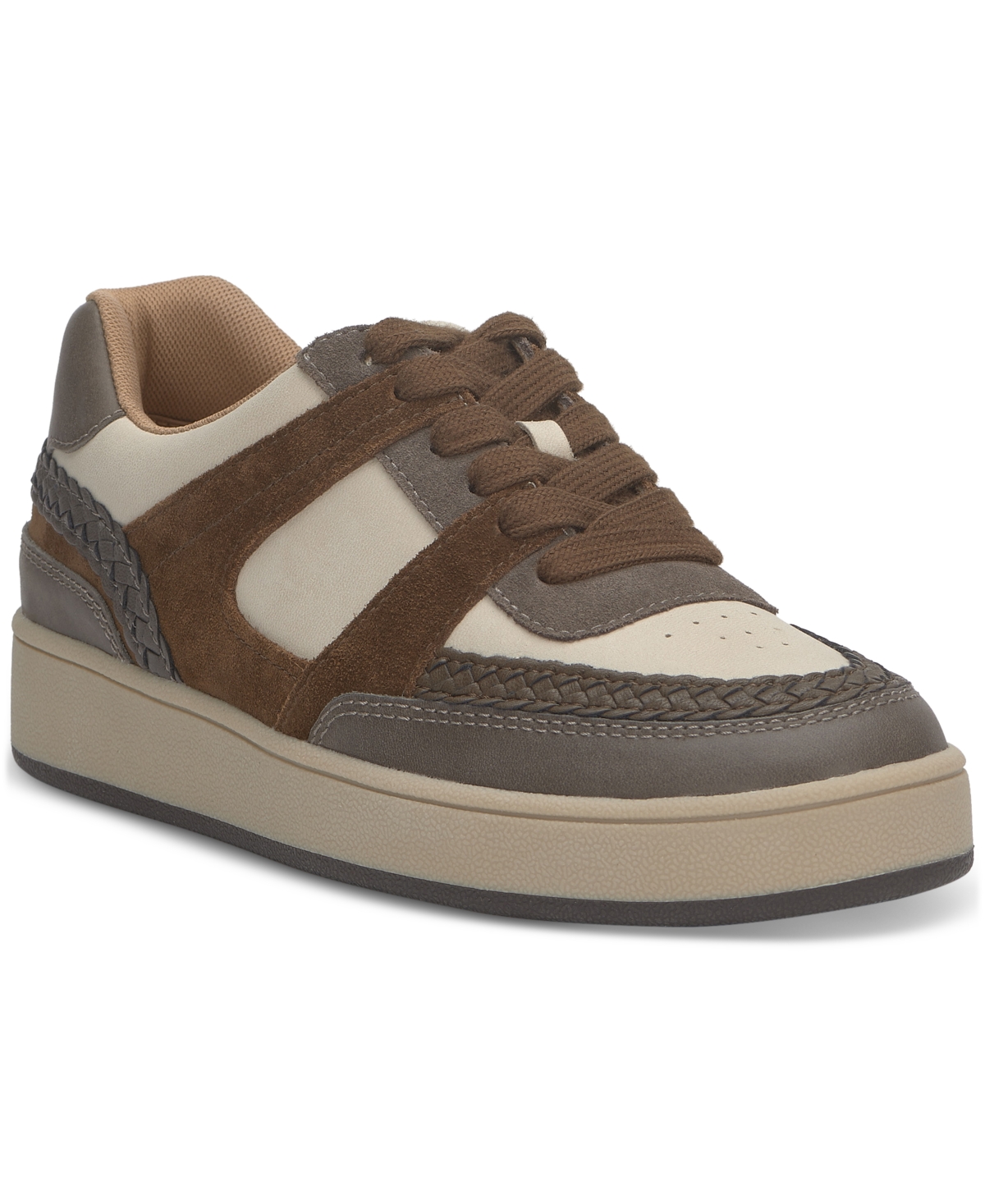 Lucky Brand Women s Halinna Court Lace Up Sneakers Bone Dessert Brown Multi Smart Closet