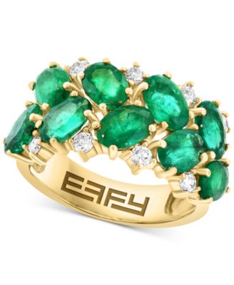 EFFY Collection - Emerald (3-7/8 ct. t.w.) & Diamond (1/3 ct. t.w.) Cluster Statement Ring in 14k Gold