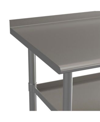 Nsf Certified Stainless Steel 18 Gauge Work Table With 1.5" Backsplash And 2 Undershelves