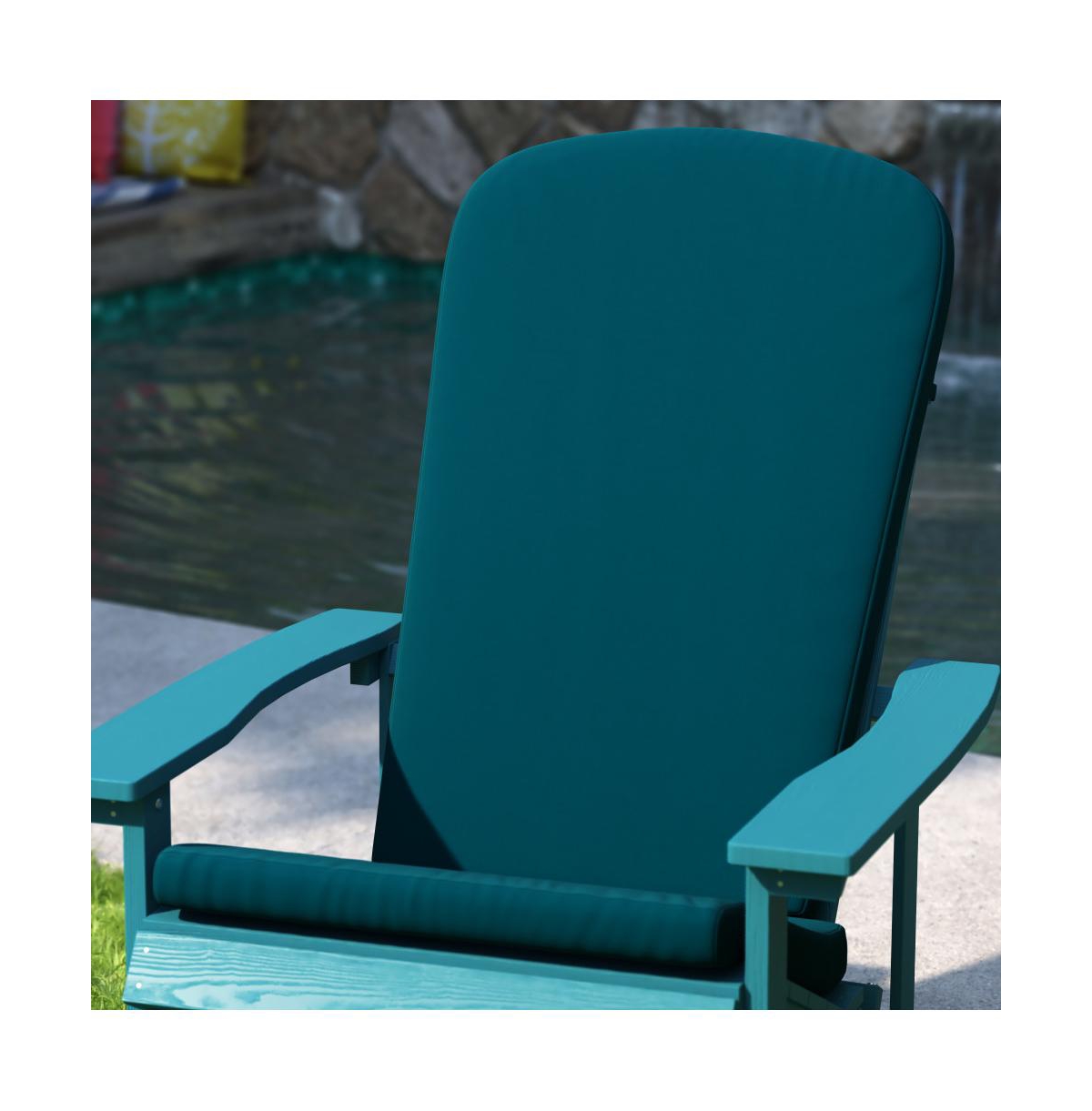 Merrick Lane Riviera Set Of 2 Indoor/Outdoor High Back Adirondack Chair Cushions With Elastic Strap And Water Resistant Covers