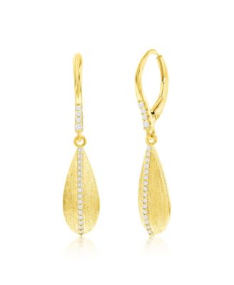 Sterling silver long cz earrings