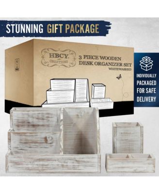 3 Piece Desk Organizer Set- Rustic Mail Organizer For Desktop - Great For Rustic Or Industrial Decor! Makeup Organizer For Vanity