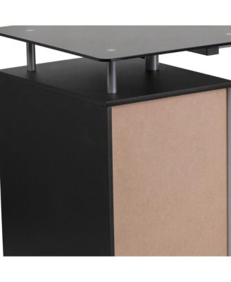 Computer Desk With Tempered Glass Top And Three Drawer Pedestal