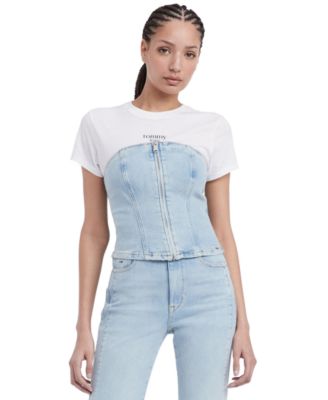 Tommy Jeans - Women's Strapless Zip-Front Denim Top