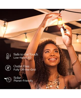 Glow 27ft Solar Powered LED Outdoor String Lights with Brass Hardware