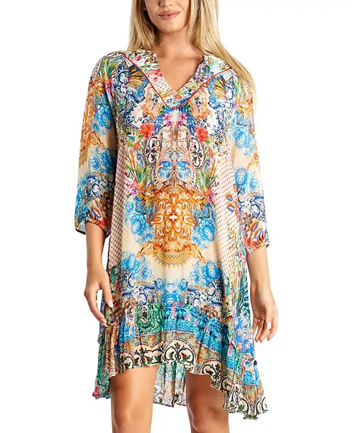 women's boho queen short v-neck dress