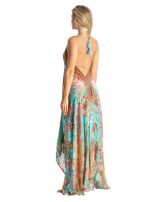 Women's Maxi Boho Art Halterneck Dress