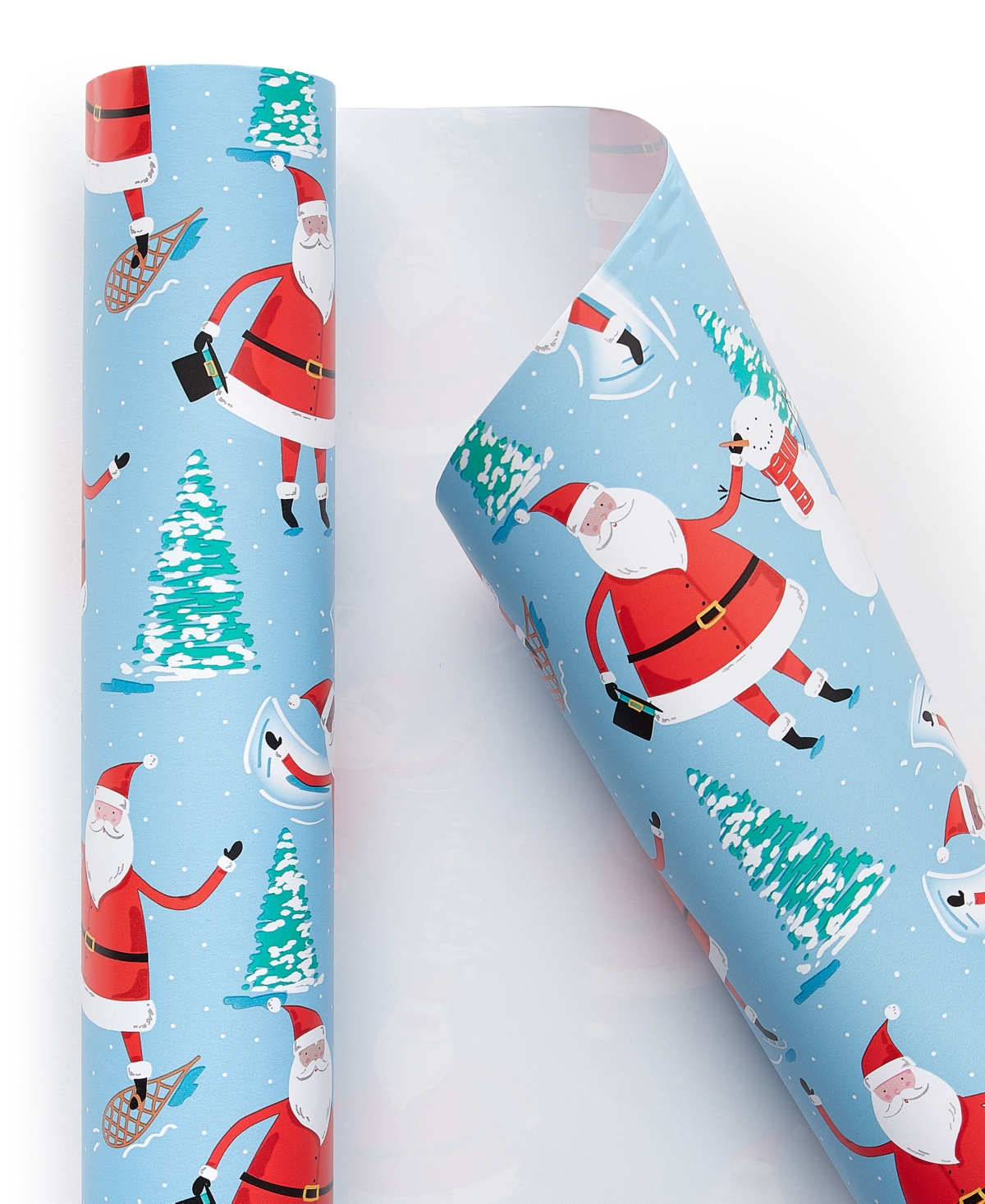 Holiday Lane Blue & Red Snowman Santa Wrapping Paper, Exclusively at Macy's