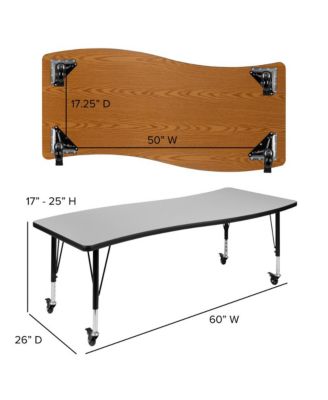 Mobile 26"W X 60"L Wave Flexible Collaborative Kids Adjustable Activity Table