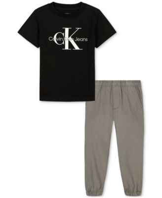 Calvin Klein - Big Boys Short-Sleeve Classic Logo T-Shirt & Twill Jogger Pants, 2 Piece Set