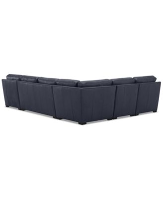 Radley 136" 5-Pc. Leather Square Corner Modular Chase Sectional