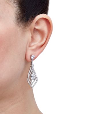 Cubic Zirconia Pear Orbital Drop Earrings in Sterling Silver