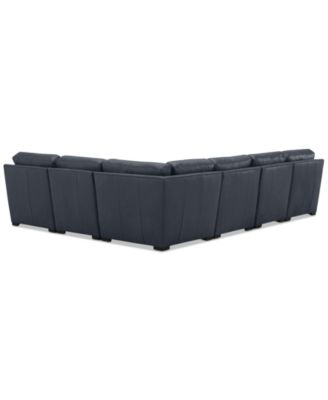 Radley 129" 6-Pc. Leather Square Corner Modular Chaise Sectional