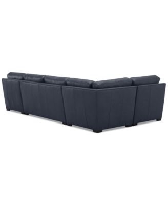 Radley 136" 4-Pc. Leather Square Corner Modular Chaise Sectional