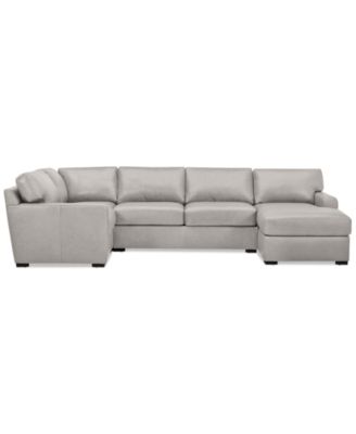 Radley 136" 4-Pc. Leather Square Corner Modular Chaise Sectional
