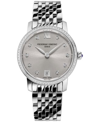 Frederique Constant - Women's Swiss Classic Slimline (5/8 ct. t.w.) Stainless Steel Bracelet Watch 30mm