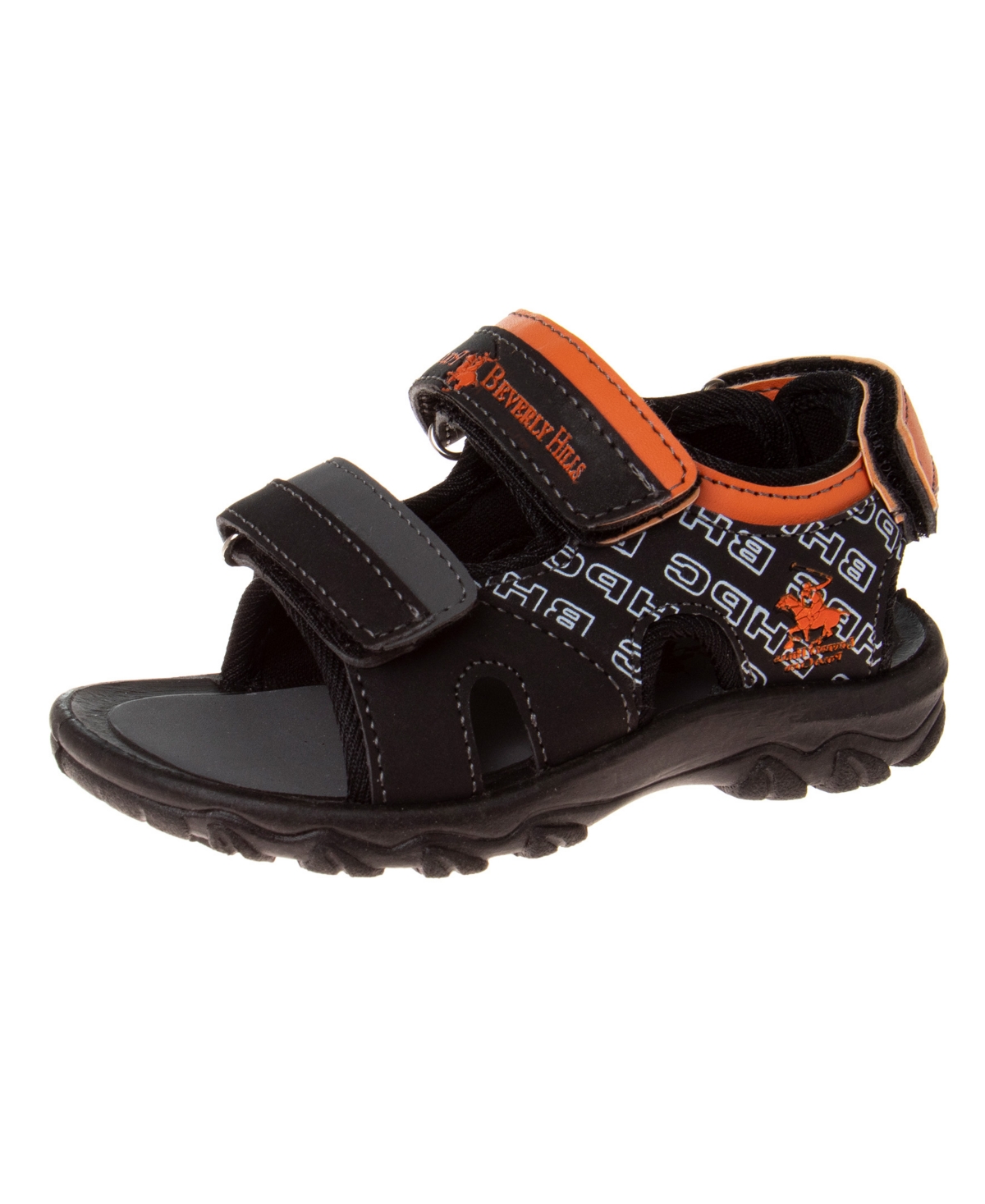 Shop Beverly Hills Polo Club Toddler Double Hook And Loop Sport Sandals In Black,orange