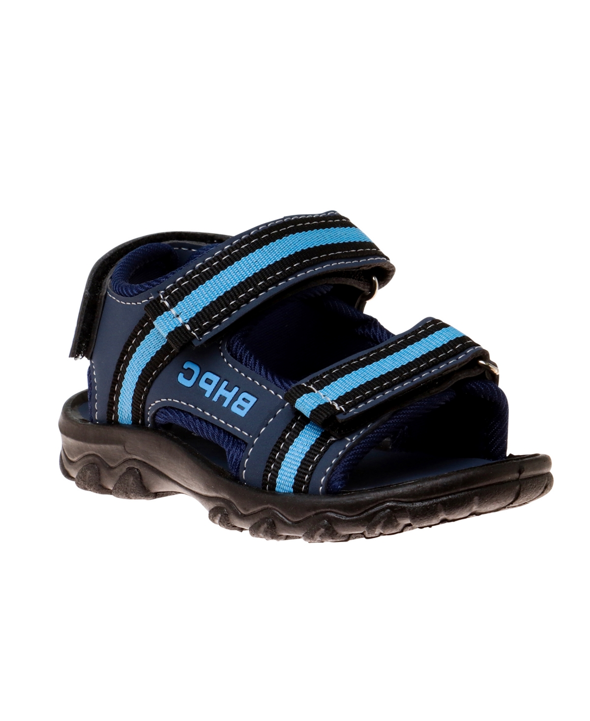 Shop Beverly Hills Polo Club Little Kids Double Hook And Loop Sport Sandals In Navy,blue