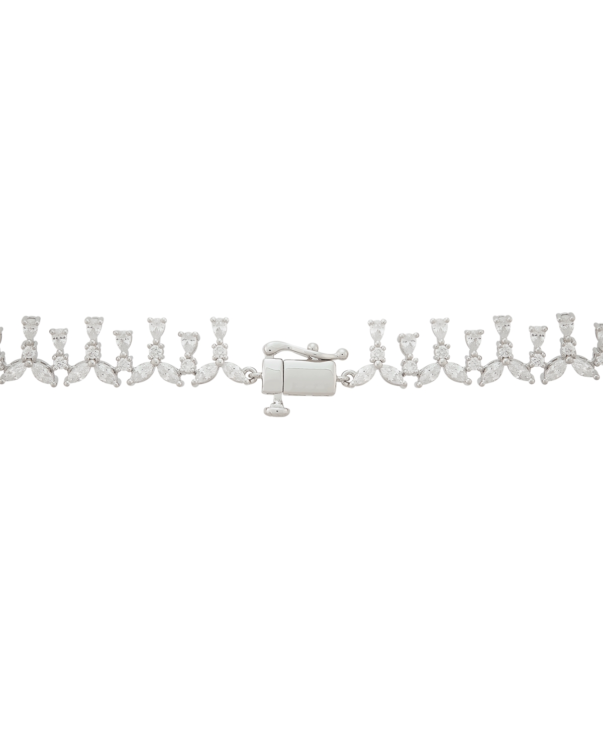 Arabella Cubic Zirconia Mixed Cut 18" Statement Necklace In Sterling Silver In Sterling Silver