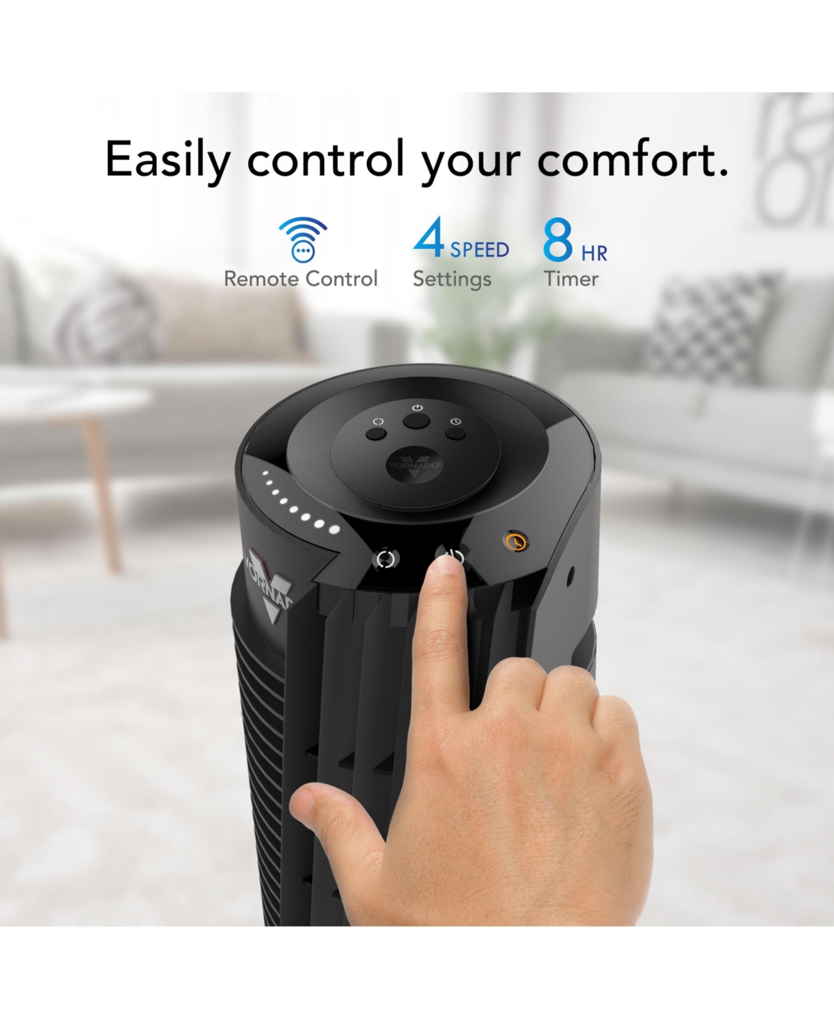 Vornado Osc84 41" Whole Room Air Circulator Tower Fan With Remote Control, Black In Black
