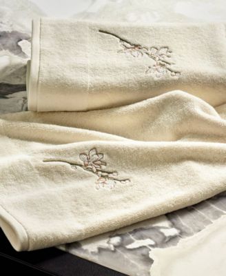 Almond Flowers Embroidered Cotton Hand Towel, 20" x 39"