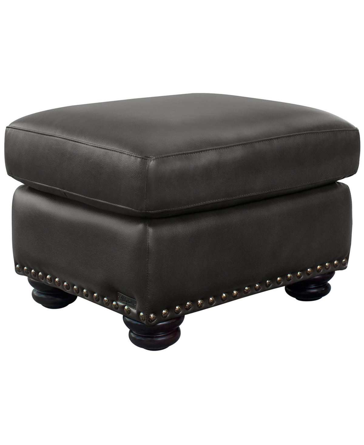 Shop Abbyson Living Arther 26" Leather Traditional Ottoman In Dark Gray