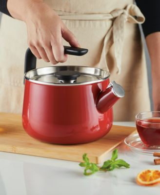 Enamel-on-Steel Induction Teakettle, 2 Quart