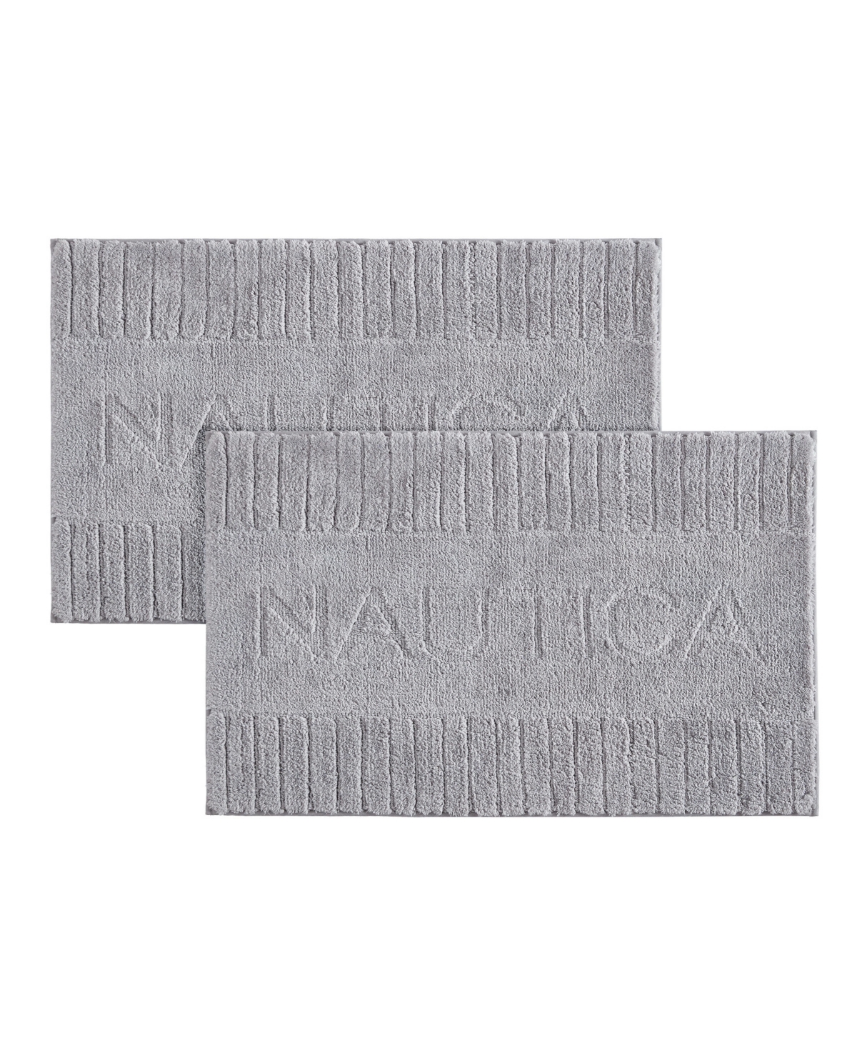 Shop Nautica Logo Knit 2 Piece Bath Rug Set, 20" X 32" In Grey