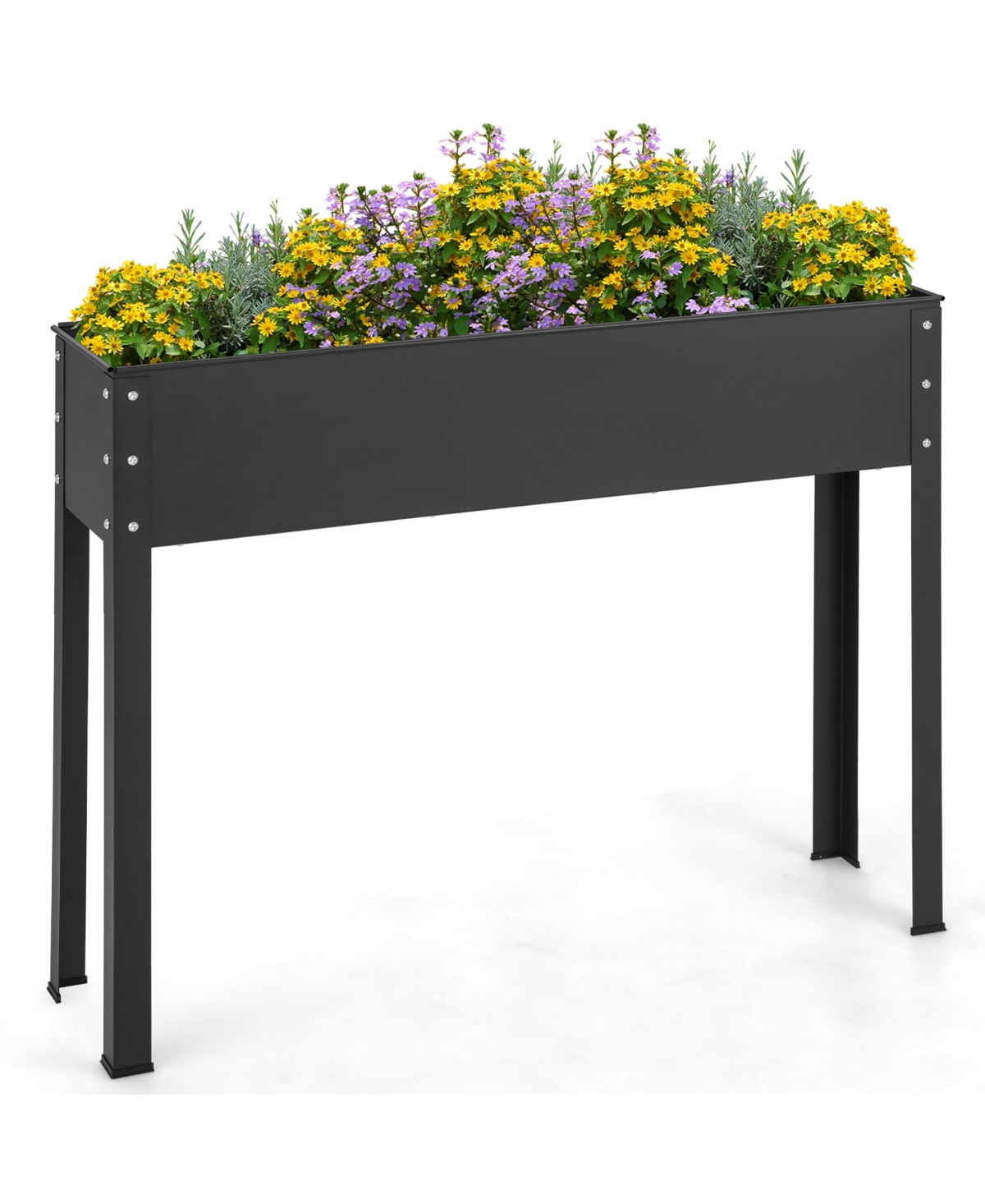40" Raised Garden Bed with Legs Metal Elevated Planter Box Drainage Hole Backyard - Black