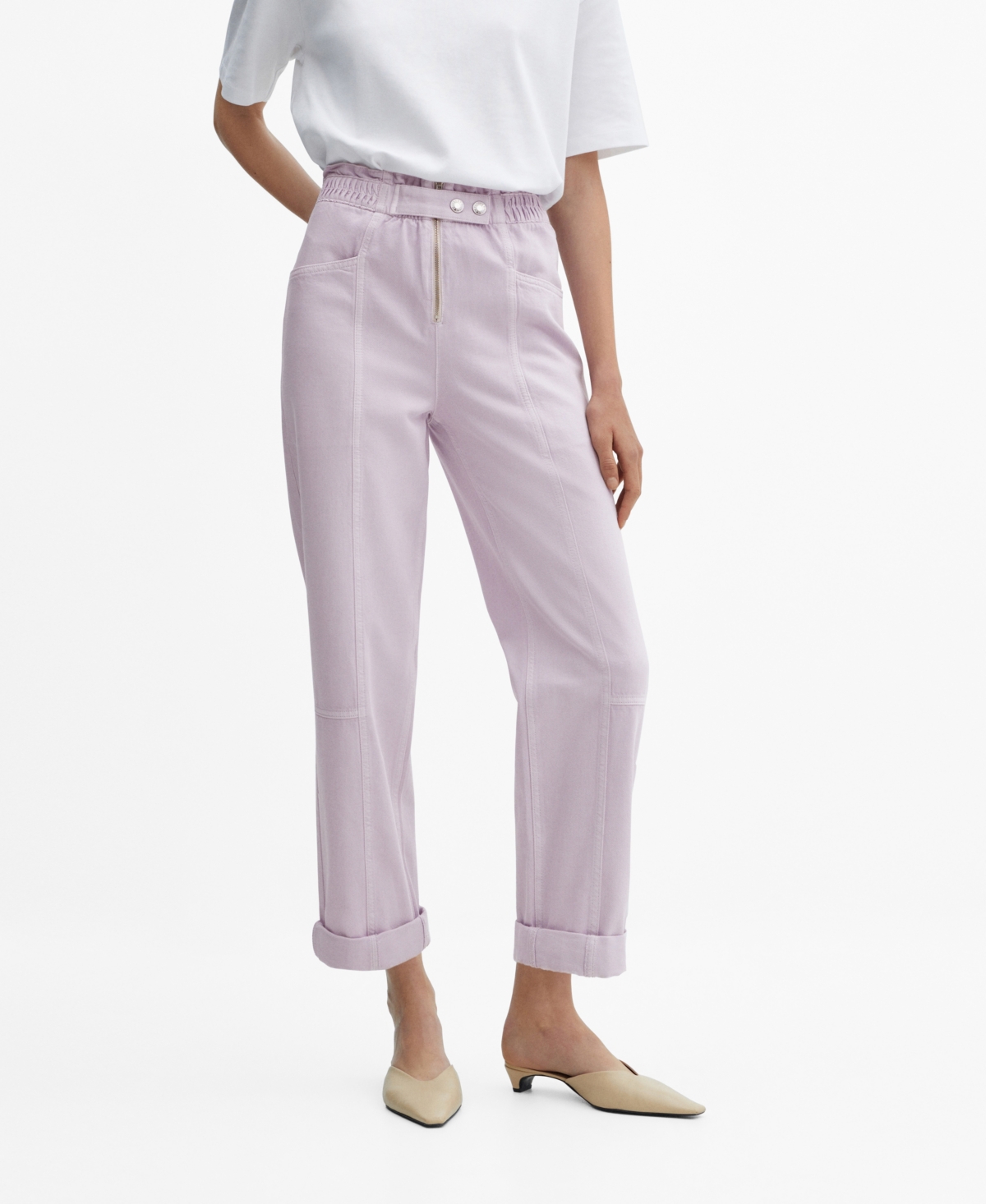 Shop Mango Women's High-rise Tapered Jeans In Light,pastel Purple