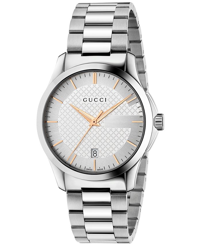 Gucci Unisex Swiss G Timeless Stainless Steel Bracelet Watch 38mm