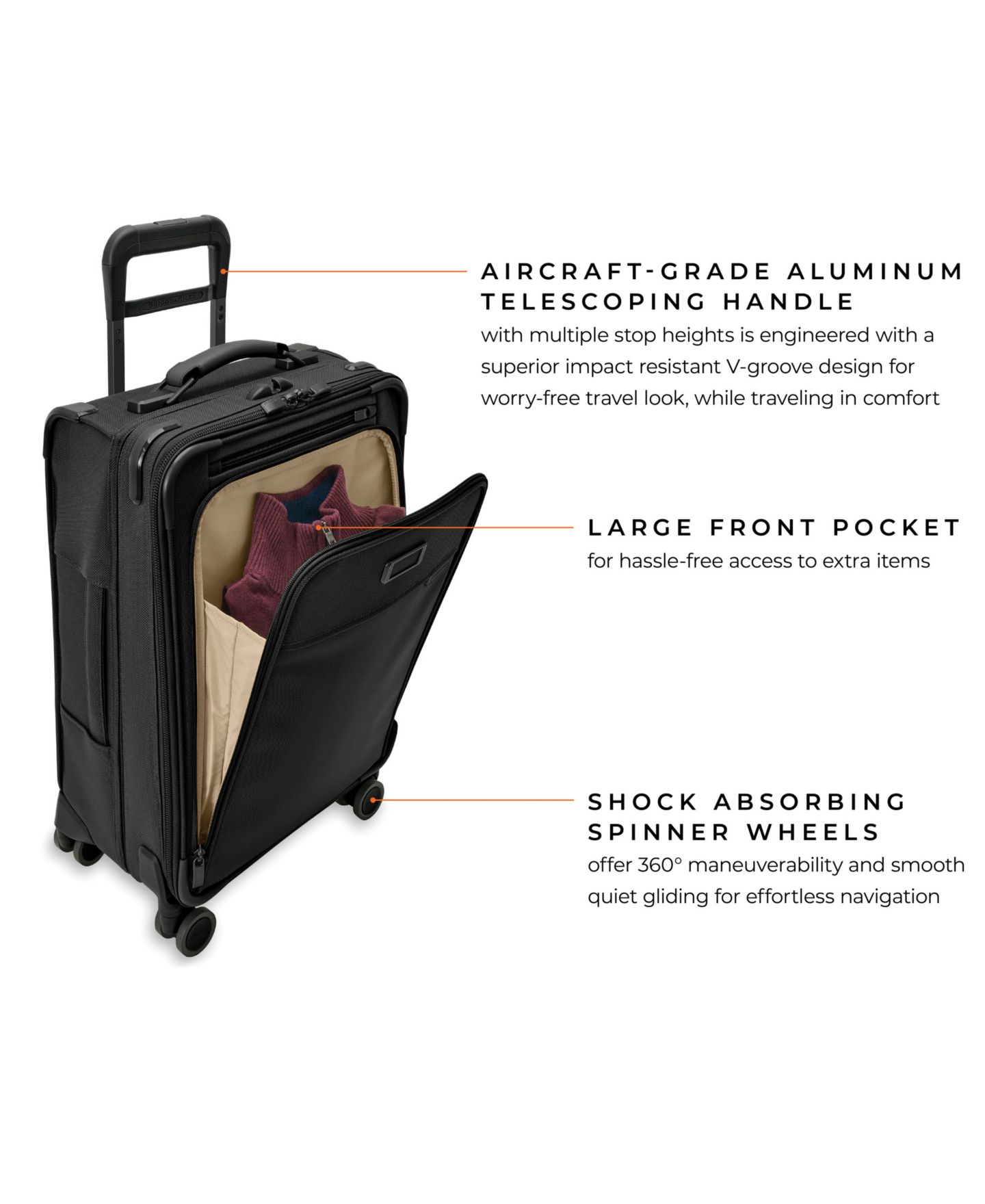 Чемодан Briggs & Riley Baseline Essential Carry-On Spinner, цвет: Чёрный — фото 5