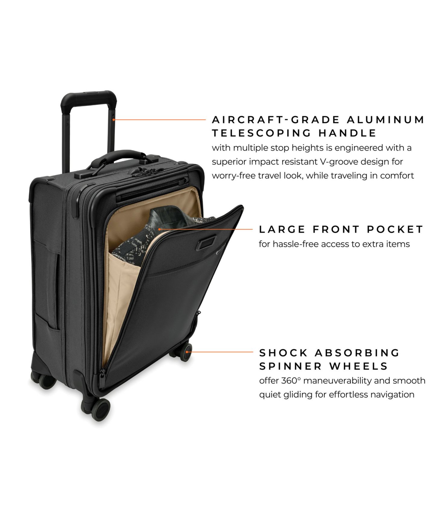 Чемодан Briggs & Riley Baseline Global Carry-On Spinner, цвет: Чёрный — фото 4