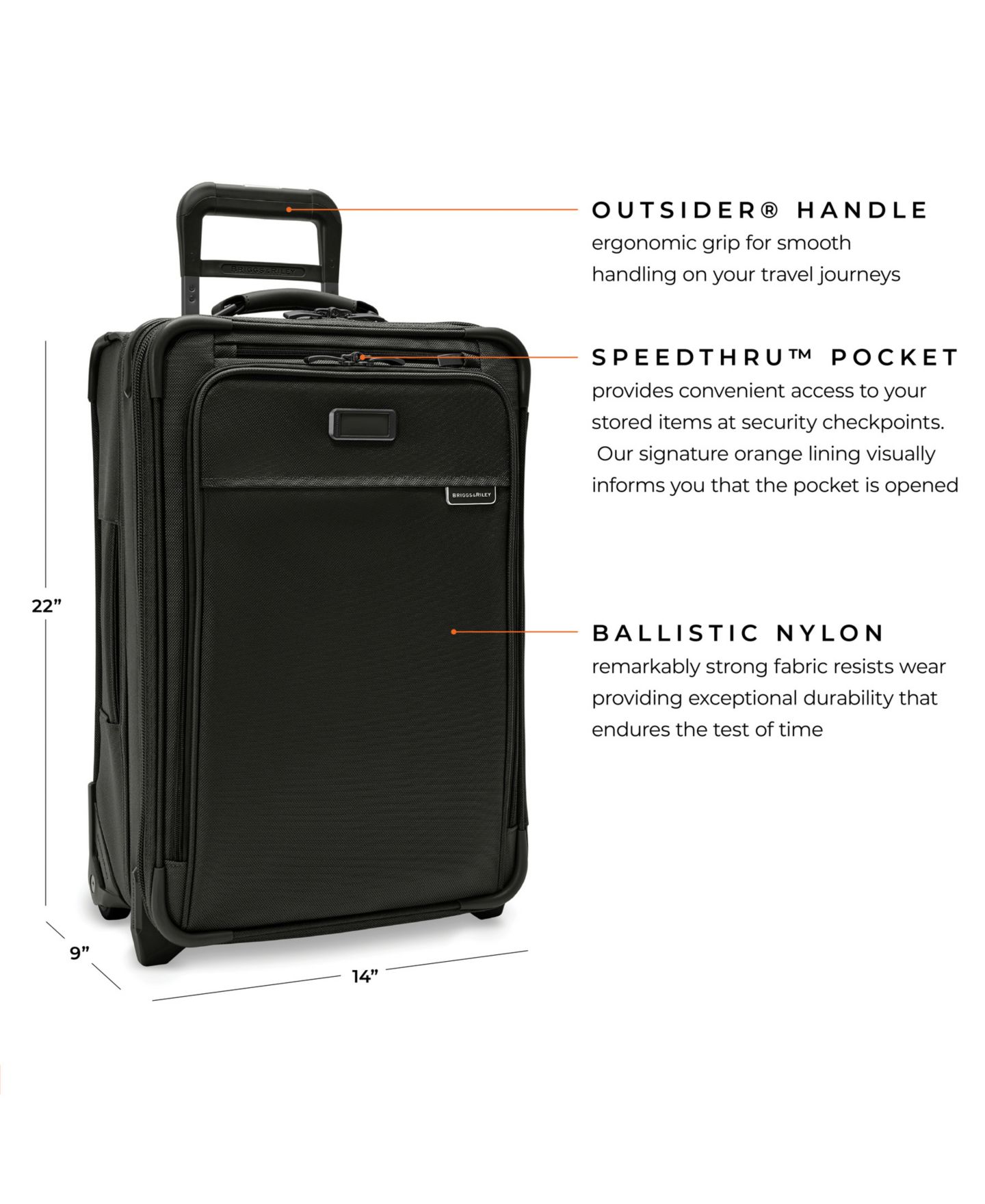 Чемодан Briggs & Riley Baseline Essential 2-Wheel Carry-On, цвет: Чёрный — фото 7