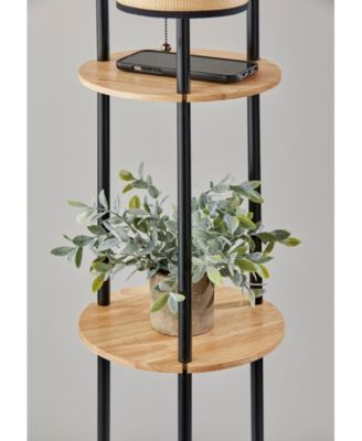 68.5" Wood Shelves Trio Floor Lamp