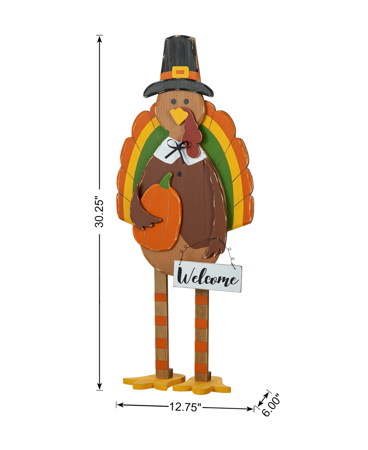 Shop Glitzhome 30.25"h Thanksgiving Wooden Turkey Porch Decor In Multi