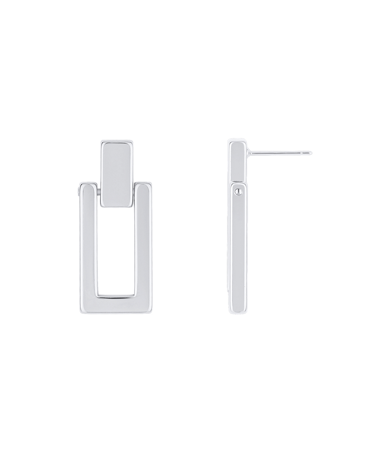 And Now This 18k Gold Plated Or Silver Plated Rectangle Post Drop Earring In Silver