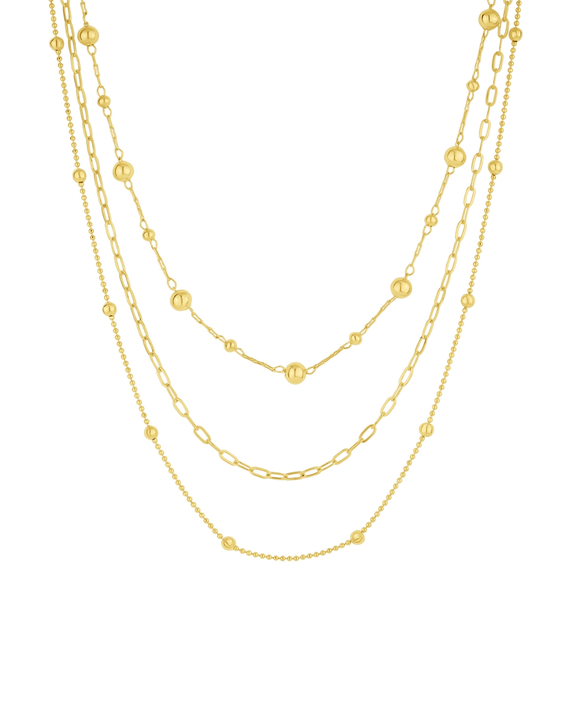 18K Gold Plated or Silver PlatedTriple Layered Necklace - Gold