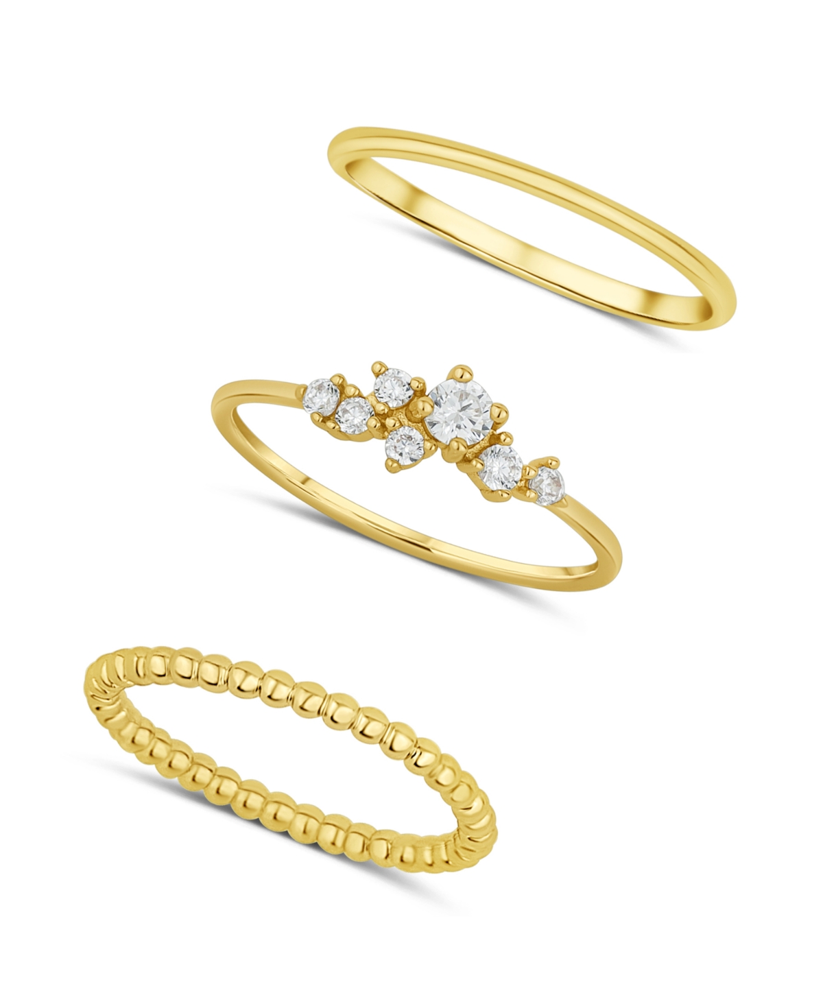 Cubic Zirconia Triple Stack Ring - Gold