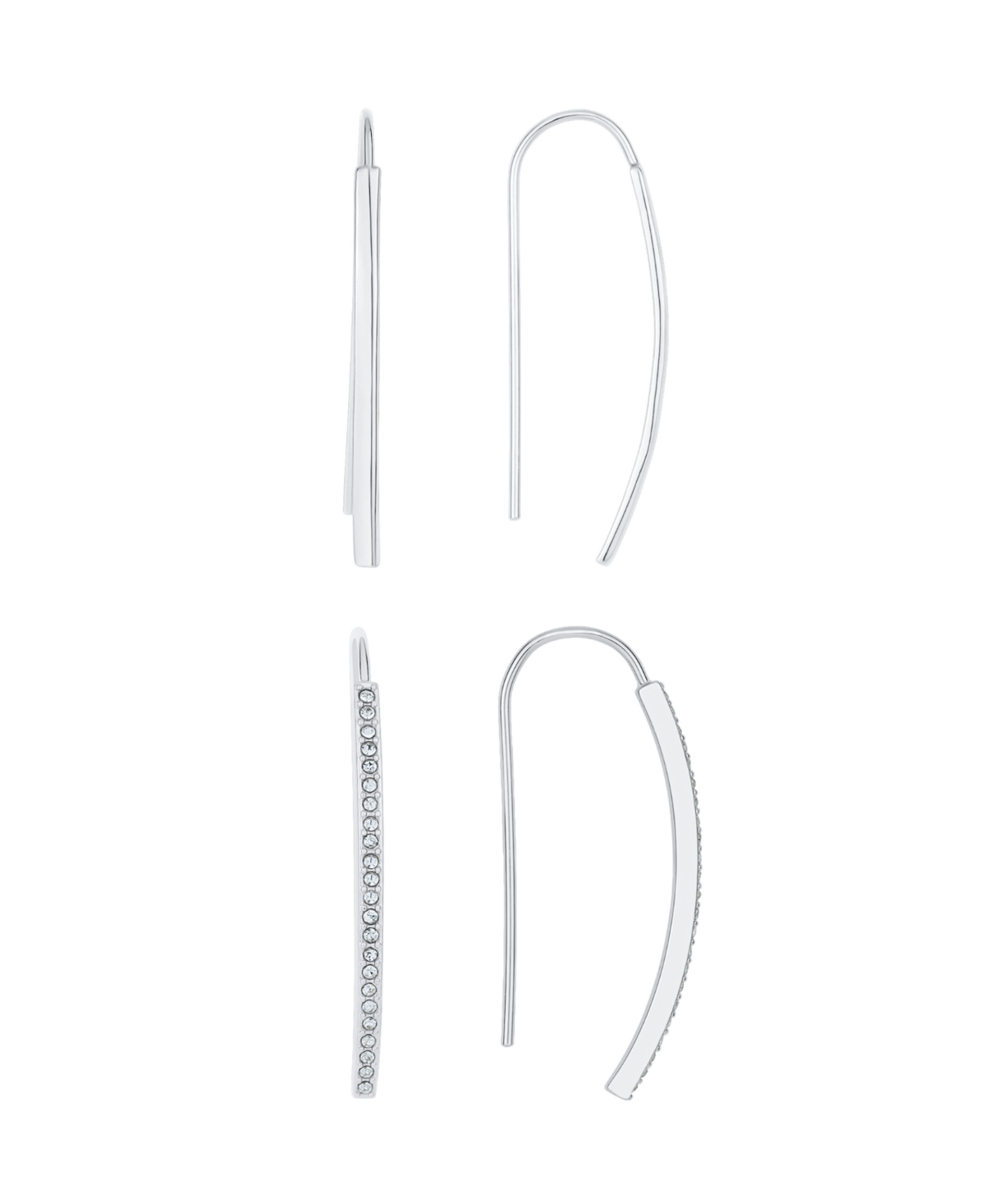 And Now This Crystal Curved Bar Earring Set In Silver