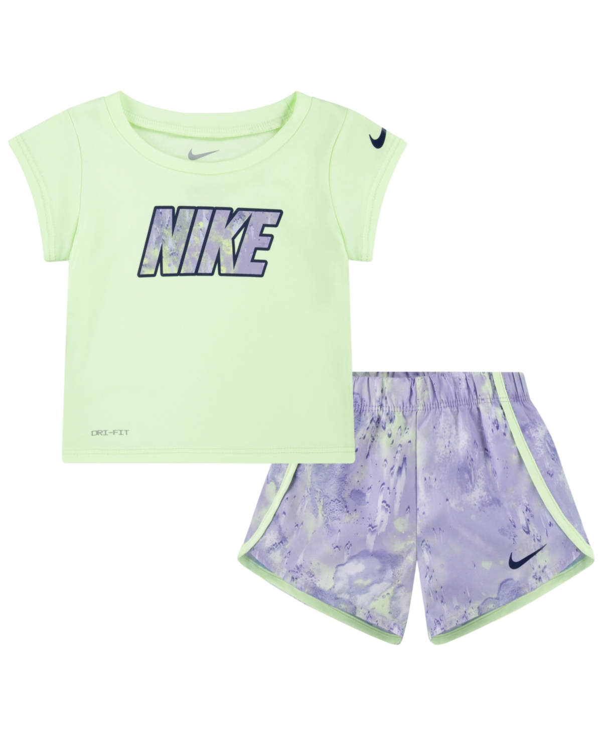 Shop Nike Infant Girls Dri-fit Tee And Printed Shorts Set In  Barely Grape