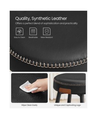 Counter Stools Set Of 2, Kitchen Stools, Breakfast Stools, Synthetic Leather With Stitching