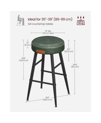 Counter Stools Set Of 2, Kitchen Stools, Breakfast Stools, Synthetic Leather With Stitching