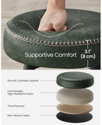 Set Of 2, Kitchen Bar Stools, Breakfast Stools, Synthetic Leather With Stitching