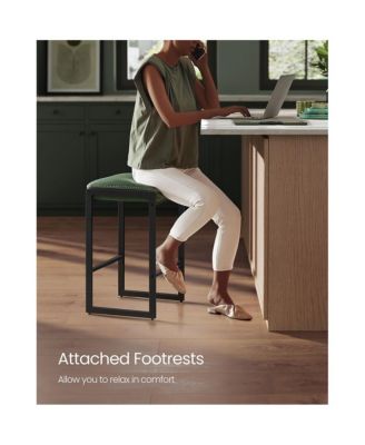 Counter Height Bar Stools Set of 2, Synthetic Leather with Stitching