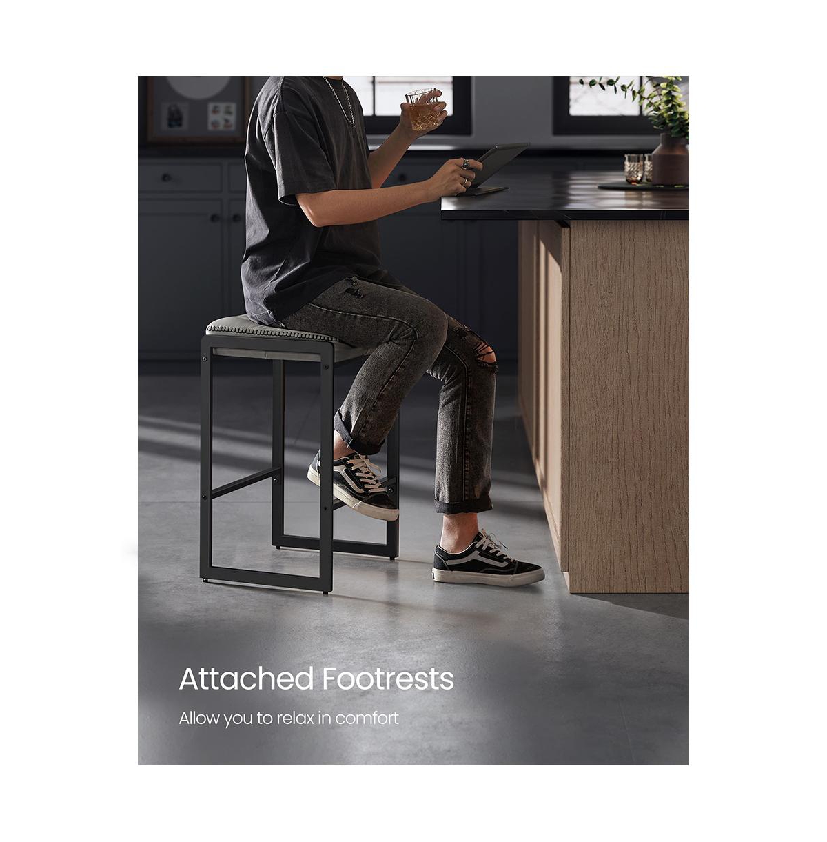 Slickblue Counter Height Bar Stools Set of 2, Synthetic Leather with Stitching