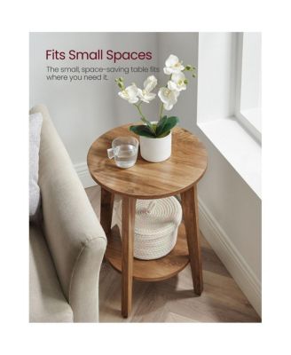 Round End Table With Lower Shelf For Small Spaces